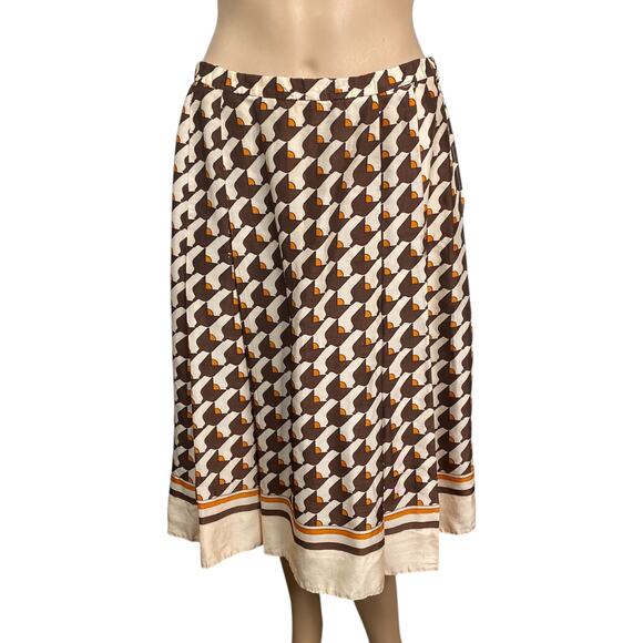 Vtg 60s Nina Ricci Shopping Paris Mod Art Deco Pleated Silk Skirt SZ M - Picture 1 of 9